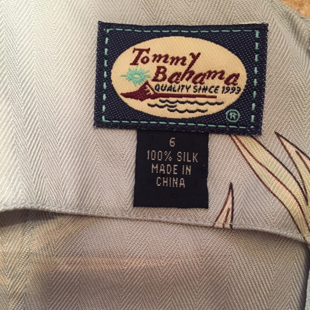 TOMMY BAHAMA DRESS MAXI SILK BLUE BLACK TROPICAL SLEEVELESS Size 6 - Picture 7 of 7